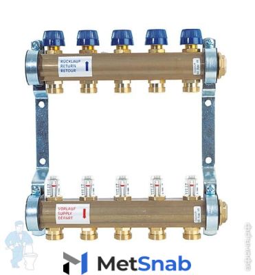 Коллекторная группа Теплые полы (в сборе, латунь) Watts 1"х 7вых HKV-7 арт.10004182