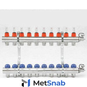 Коллекторная группа Uni-Fitt 1"х3/4" 10 выходов с расходомерами и термостатическими вентилями (440E4310)