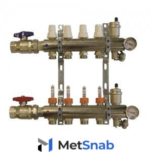 Коллекторная группа в сборе ICMA K031 - 1" на 11 контуров 3/4"EK (с расходомерами)