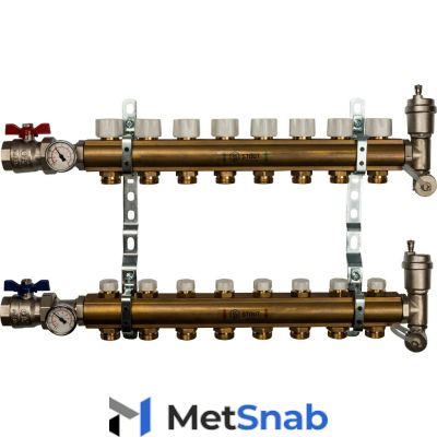 Коллектор Stout распределительный из латуни без расходомеров 1/3/4x8, SMB 0468 000008