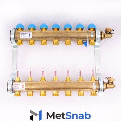 Коллектор для теплого пола WATTS HKV/T 1"x3/4" ЕК на 11 выходов с расходомером