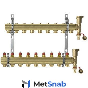 Комплект коллекторов Danfoss FHF-2 set с кронштейнами и воздухоотводчиками, 9 выходов (088U0709)