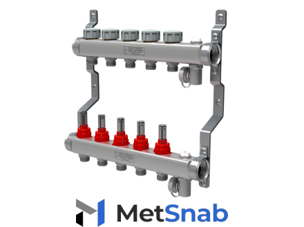 Коллектор нерж. в сборе с расходомерами 1" ВР-3/4" НР, 7 выходов