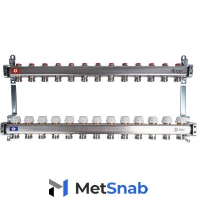 Коллектор Stout SMS 0922 из нержавеющей стали без расходомеров 13 вых.