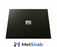 PLATO_BASE_NINETY_SLATE_CUAD_NEGRO_90x90 Поддон Acquabella Base 90 x 90 см квадратный, из искусственного мрамора с сифоном и решеткой, цвет черный