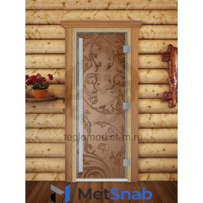 Дверь для бани DoorWood Престиж с рисунком "Венеция" Бронза матовая, 1900x700 мм