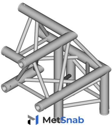 Dura Truss DT 33 C32-LU Узел стыковочный трёххлучевой - угол 90°, алюминиевый, сечение 290х290 мм, длина сторон 50 см. Труба 50х2. Вес 4,9 кг