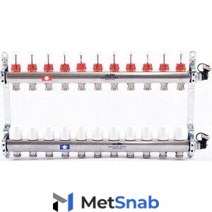 Коллекторная группа Uni-Fitt 1"х3/4" 11 выходов с расходомерами и термостатическими вентилями (450I4311)
