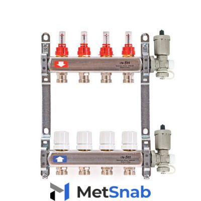 Коллектор для теплого пола с расходомерами UNI-FITT 1"-3/4" 12 выходов 450A