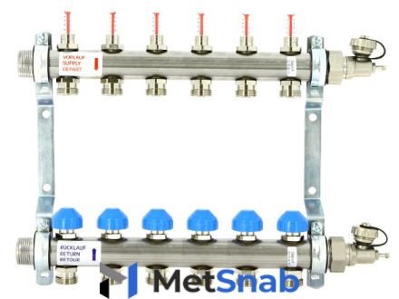 Коллектор распределительный Uni-Fitt Н 1 6 выходов, с расходомерами и термостатическими вентилями 455W4306"