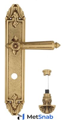Дверная ручка Venezia "CASTELLO" WC-4 на планке PL90 французское золото + коричневый