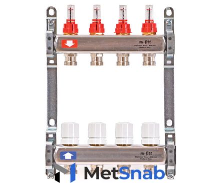 Коллекторная группа UNI-FITT Uni-Fitt, 1' х 3/4' - 8 контуров с расходомерами, термост. вентилями (450B4308)