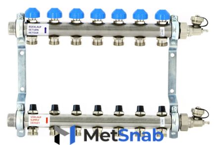 Коллектор распределительный Uni-Fitt Н 1 7 выходов с регулировочными и термостатическими вентилями 456W4307"