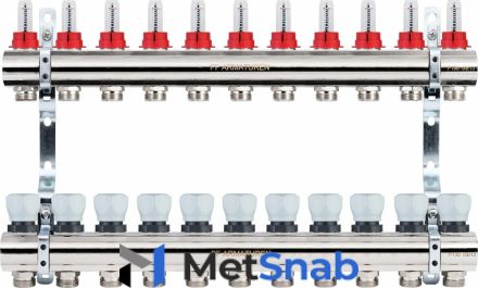 Коллекторная группа с расходомерами и термостатическими клапанами на 11 выходов PROFACTOR PF MB 800.