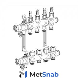 Коллекторная группа ELSEN EMi03 - 1" на 8 контуров 3/4" (с расходомерами)