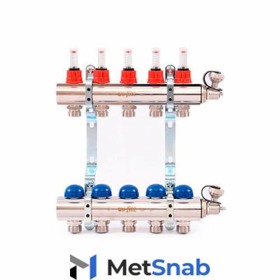 Коллектор с расходомерами и термостатическими вентилями 12 вых. Uni-Fitt