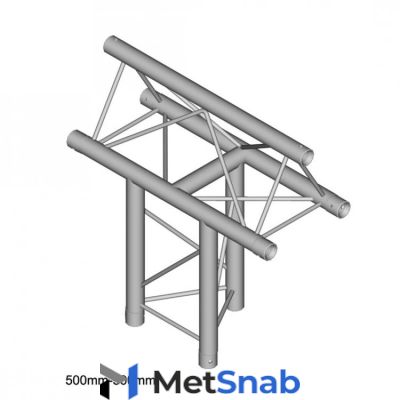 Dura Truss DT 23 T37-V Узел стыковочный 3-х лучевой, 90гр, алюминиевый, сечение 220х220мм, длина сторон 500мм. Труба 35х2. Вес 2,5кг