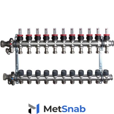 Oventrop Multidis SF Коллектор 11 х G 3/4 сталь с ротаметрами для напольного отопления