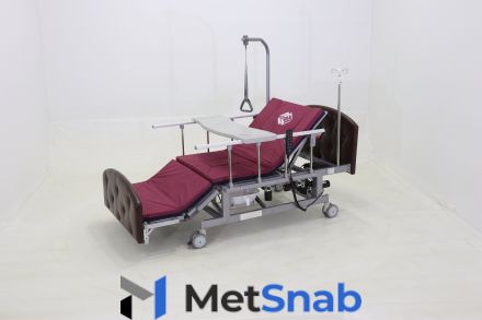 Кровать электрическая Мед-Мос DB-11А (ММ-221ТПН) темный премиум с боковым переворачиванием, туалетным устройством и функцией «кардиокресло»