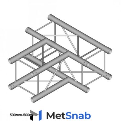 Dura Truss DT 24 T35 T-joint Узел стыковочный трехлучевой (горизонтальный)- T, 90°, алюминиевый, сечение 220х220 мм, длина сторон 50 см. Труба 32х2. Вес 2.9кг