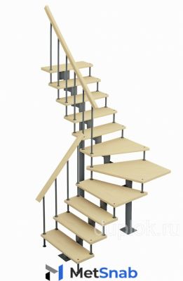 Модульная лестница Фаворит поворот на 90гр. h=2520-2660мм