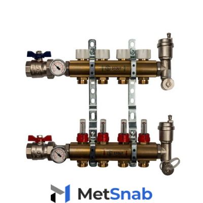 Коллектор для теплого пола с расходомерами STOUT 1"-3/4" 9 выходов SMB 0473