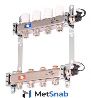 Коллектор Uni-Fitt 1"х3/4" 11 вых. нерж. сталь с регулировочными и термостатическими вентилями