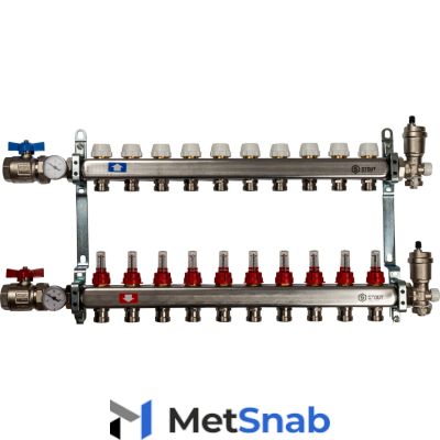 STOUT Коллектор из нержавеющей стали в сборе с расходомерами 10 вых. SMS 0907 000010