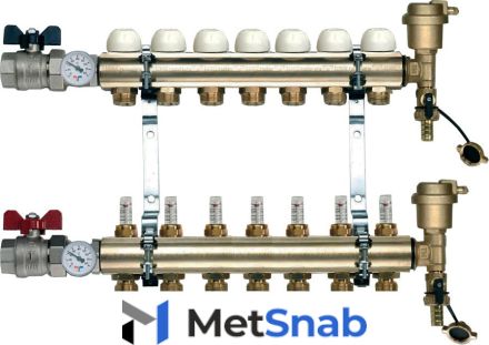 Коллектор Tiemme 3870004 1" х 3/4", латунный, 7 выходов