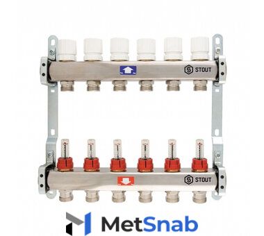 Коллектор из нержавеющей стали STOUT SMS 0917 000012 с расходомерами 12 вых.