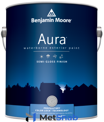 Краски для минеральных поверхностей Benjamin Moore Aura 632 Exterior Paint Semi-Gloss Finish краска для наружных работ, сатин.бел.(3,8л)