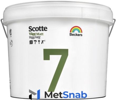 Краска "Скотти 7" (Scotte 7) экологичная латексная матовая для стен и потолков "Беккерс/Beckers" (база А, 9 л)