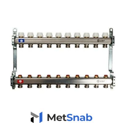 Коллекторная группа для отопления STOUT SMS0922 - 1" на 10 контуров 3/4"EK (нерж.сталь)