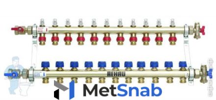 REHAU Коллекторная группа HKV-D RAUTHERM S на 11 выходов, с расходомерами, нерж.сталь