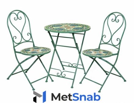 Комплект садовой мебели канкун (стол и 2 стула), металл, мозаика (Kaemingk)