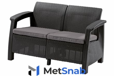 Диван Tikhome "Corfu love seat" (Графит/Прохладный серый, Пластик/Полиэстер)