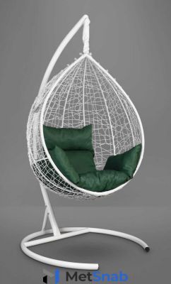 Подвесное кресло LAURA SEVILLA белое + зеленая подушка
