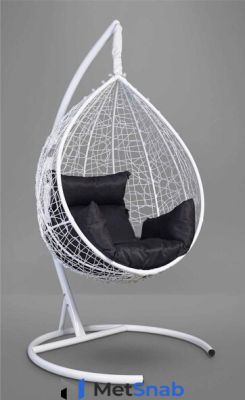 Подвесное кресло-кокон SEVILLA белое, черная подушка (Laura Outdoor)