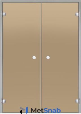 Дверь для турецкой парной Harvia 15х19 (двойная, бронза, коробка алюминий)