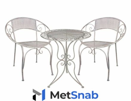 Комплект дачной мебели ажурный прованс (2 кресла, стол), металл, серый., арт. 1023734, Интекс