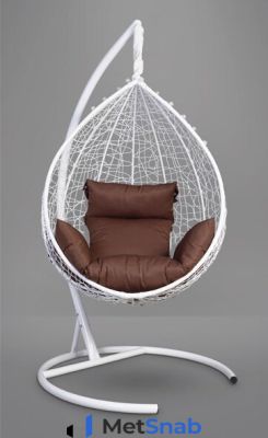 Подвесное кресло-кокон SEVILLA белое, коричневая подушка (Laura Outdoor)