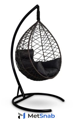 Подвесное кресло-кокон ALICANTE коричневое, черная подушка (Laura Outdoor)