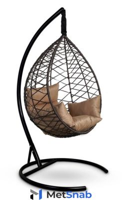 Подвесное кресло-кокон ALICANTE коричневое, бежевая подушка (Laura Outdoor)