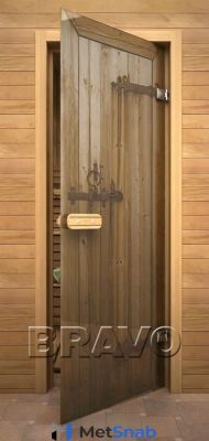 Дверь для бани и сауны Дерево «Glassjet», двери для бани 1890x690 правая
