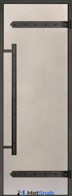 Дверь для хаммам Harvia LEGEND 8х19 (сатин, черная коробка алюминий), DA81905L