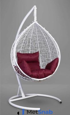 Подвесное кресло-кокон SEVILLA белое, бордовая подушка (Laura Outdoor)