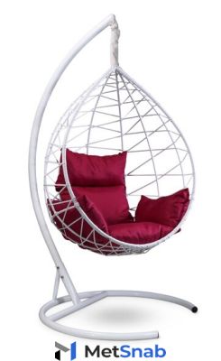 Подвесное кресло-кокон ALICANTE белое, бордовая подушка (Laura Outdoor)