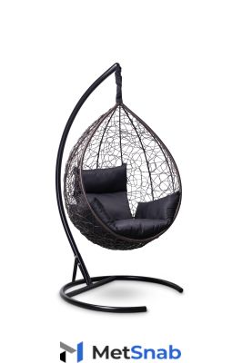 Подвесное кресло-кокон SEVILLA коричневое + каркас + черная подушка