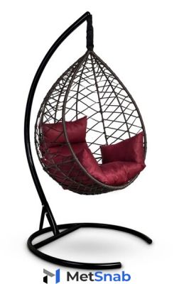 Подвесное кресло-кокон ALICANTE коричневое, бордовая подушка (Laura Outdoor)