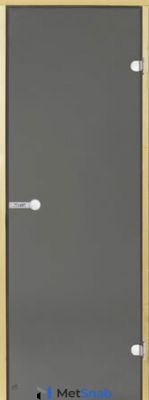 Дверь для сауны Harvia 9х19 (стеклянная, серая, коробка сосна), D91902M